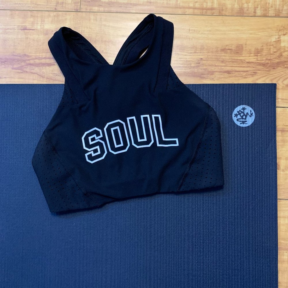 Black Lululemon SoulCycle High Neck Sports Bra